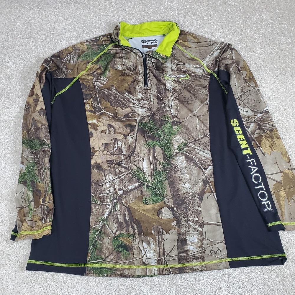 Realtree Men's Camoflage Pullover Size Large Long Sleeve Camo 1/4 Zip PleaseRead